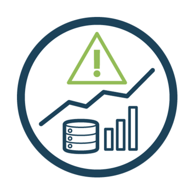 Data drift icon: changing data trend warning